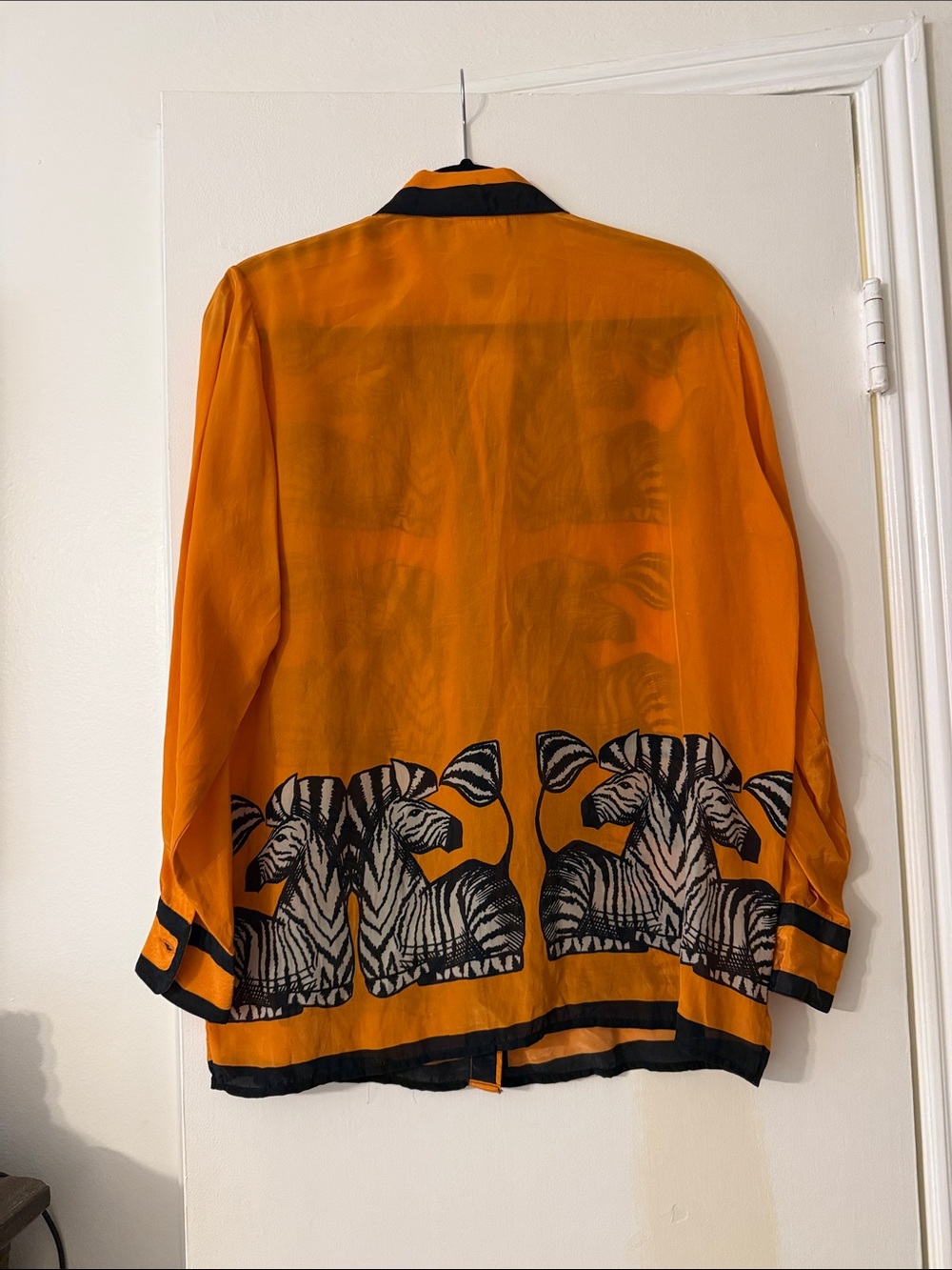 FARM Rio Orange Black Zebra Panel Button-Down Shirt - Picture 2 of 2